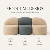Ensemble de canapés en tissu moderne, canapé modulaire sectionnel incurvé, canapé-lit moelleux, design minimaliste capitonné, canapé sur mesure