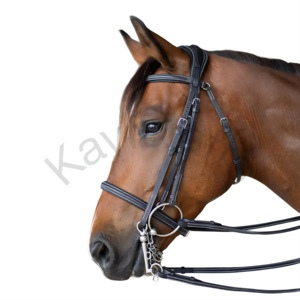 Anatomic Snaffle Bridle para caballos Arnés ultraabsorbente Tocado de cuero con Cavesson Noseband - Product Image 2