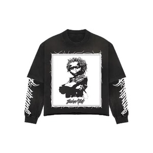 T-shirts pour hommes à manches longues à col rond à double couche imprimés sur mesure 100% coton peigné Style de rue à séchage rapide - Product Image 2