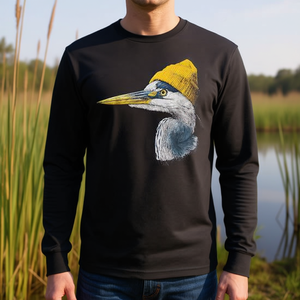 T-shirt a maniche lunghe Great Blue Heron Birding Yellow Beanie, categoria promozionale - Product Image 3