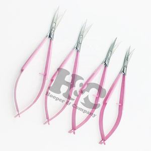 Ciseaux à sourcils roses de qualité supérieure, à pointe incurvée, en acier inoxydable, tranchants, avec logo, offre de ciseaux de haute qualité en gros - Product Image 2