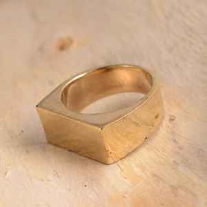 Top vente classique 18K plaqué or en laiton massif ouvert anneau Unique géométrique signet Texture Anti-allergique mode féminine - Product Image 3