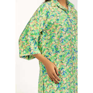 Conjunto Coordinado Estampado de Algodón y Nailon IPST-55170, Atuendo Casual de Dos Piezas para Primavera/Verano, Tallas XS a 3XL, Blusa de Manga Tres Cuartos - Product Image 2