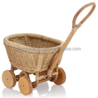 Poussette de poupées en osier de rotin fait main Offre Spéciale Poussette de chariot de jouet de bébé
