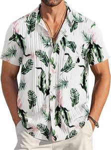 Camisa de playa de verano con botones informales para hombre, blanca, verde, rosa, a rayas transpirables antiarrugas con patrón sólido - Product Image 2
