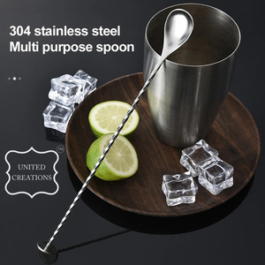 Agitador de cóctel de acero inoxidable en espiral largo Cuchara mezcladora y agitadora de metal para kits de barman y herramientas de barra para cócteles - Product Image 3