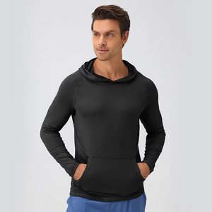 Pull à manches longues actif pour hommes, sweat à capuche léger, sweat-shirts d'entraînement de gymnastique à séchage rapide pour l'hiver numérique, vente en gros - Product Image 2
