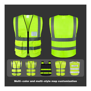 Custom Men Mesh Hi Vis <b>Reflective</b> Vest Jacket Workwear Shirt Construction <b>Clothing</b> <b>Safety</b> Work <b>Reflective</b> Vest With Pockets logo - Product Image 4