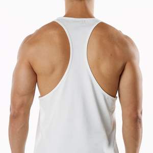 94% coton 6% Spandex coupe décontractée évacuation de la sueur, encolure basse respirante, dos nu blanc pour hommes, ourlet étagé - Product Image 6