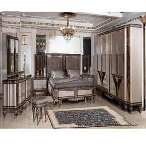 Ensemble de chambre à coucher moderne aspect américain 9 pièces Ensemble de chambre à coucher principal classique sculpté à la main Ensemble de meubles de chambre à coucher super métallisé polonais - Product Image 1