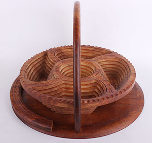Solid <b>Wood</b> Folding <b>Wood</b> Carving <b>Basket</b> Practical <b>Wood</b> Dried Fruit <b>Basket</b> - Product Image 3