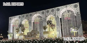 Mughal Style Wedding <b>Mirror</b> Frame Stage Setup Factory Price Top Selling Wedding Backdrop <b>Mirror</b> <b>Panels</b> Walima Reception Setup UK - Product Image 6