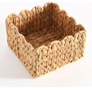 Handicraft Water Hyacinth Storage <b>Basket</b> Scallop <b>Square</b> Design for Bathroom Organizing Wholesale From Vietnam - Product Image 5