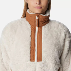 OEM Custom <b>Women</b> Sherpa Wool Jacket with Solid <b>Pattern</b> <b>Fleece</b> Zip-up Design Front Logo Wholesale Blank for Customization - Product Image 5