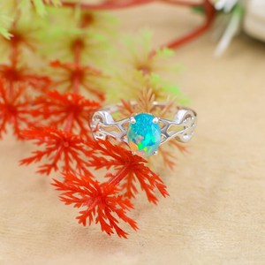 Fire Opal Ring 925 Sterling Silver Handmade October <b>Birthstone</b> Promise Ring For Women Minimalist Ring - Product Image 3