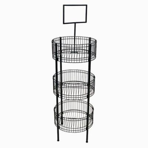 New Decorative Iron <b>Wire</b> Fruits <b>Baskets</b> With Handle 3 Tier Round Shape Black Finished Large Tabletop <b>Storage</b> <b>Basket</b> - Product Image 5