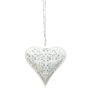 Ornement décoratif de mur de coeur suspendu en métal de fer de conception standard blanc fini pour la maison et la décoration de Noël en vrac fait à la main - Product Image 4