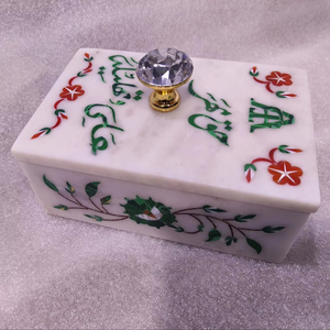 กล่องเครื่องประดับฝังหินสีขาวหินอ่อนสีม่วงดอกไม้ทำด้วยมือสำเนียงเครื่องประดับทำด้วยมือสำหรับเป็นของขวัญ - Product Image 1