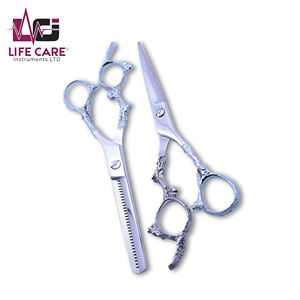 Ensemble de ciseaux de coiffure professionnels Dragon Handle, ciseaux japonais pour couper et effiler les cheveux avec emballage personnalisé par Life Care. - Product Image 1