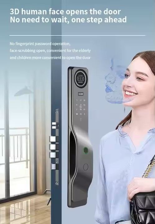 New Style TUYA Palm Face Recognition Electric Smart Fingerprint Lock with Camera Biometric Smart Lock Door Smart Digital Lock · image 6