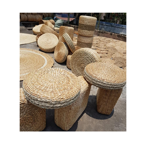 <b>Round</b> Water Hyacinth <b>Cushion</b> Pouf Handmade Sustainable Eco-Friendly Natural Color for Living Room Wholesale Water Hyacinth - Product Image 4