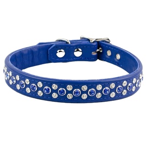 ผู้จำหน่ายพิเศษสำหรับปลอกคอสุนัขหนังวัวแท้พร้อมแผ่นรองนุ่มและกระดุมคริสตัลตกแต่งส่วนบุคคล - Product Image 1