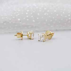 Boucles d'oreilles en diamant de culture pour unisexe, diamant taille Asscher carré avec or massif 14 carats, boucles d'oreilles fines et délicates pour cadeau d'anniversaire - Product Image 5