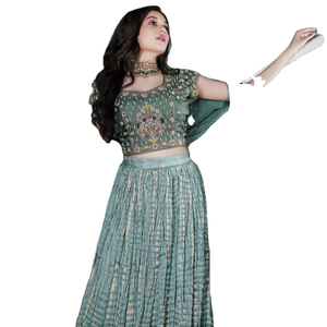 Estilo Bollywood Heavy Blooming Georgette con bordado y trabajo de secuencia Traje De Palacio pakistaní con Georgette Dupatta - Product Image 1