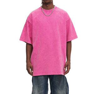 เสื้อยืดสำหรับผู้ชายเสื้อคอกลมแขนสั้นเสื้อฮิปฮอปซักด้วยกรดเสื้อโอเวอร์ไซส์200gsm - Product Image 3