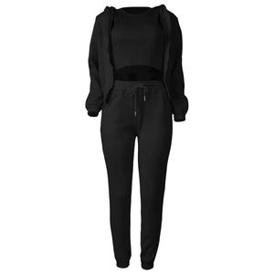 Women's Tracksuit Set Custom <b>Crop</b> <b>Top</b> Casual Workout Blank Two Piece Set Women Clothing Zip up Hoodie and Jogger Set <b>with</b> logo - Product Image 5
