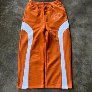 Pantalons de survêtement longs et amples décontractés de qualité supérieure pour hommes, en tissu Oxford 100% coton, poids lourd, délavés à l'acide, taille élastique - Product Image 1