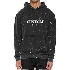 Nueva moda hombres alta calidad Vintage personalizado lavado descolorido Sudadera con capucha pulóver pintura salpicaduras peso pesado personalizado sudaderas con capucha - Product Image 1
