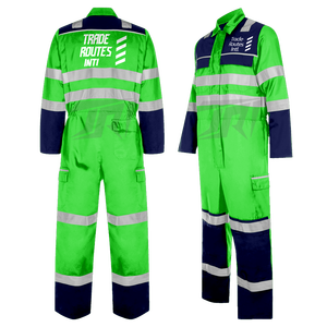 Custom Logo Workwear Set Hi Vis <b>Overall</b> with Button up Shirt Crew Necks Polyester Material for Industrial Safety Outdoor Use - Product Image 3