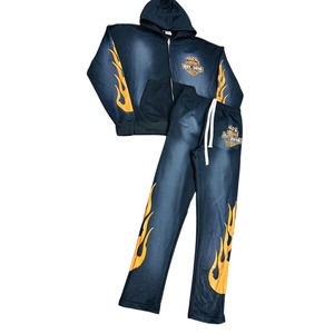 ชุดวอร์มแนวสตรีทแบบกำหนดเอง-sunfade มีฮู้ดและซิปกางเกงวอร์มกางเกงแฟชั่นฤดูหนาวลายหน้าจอสีทึบสำหรับขายส่ง - Product Image 2