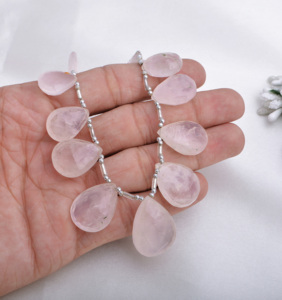 Cuentas de Cuarzo Rosa Facetadas en Forma de Pera de 8 Pulgadas, Naturales, para la Elaboración de Joyería Fina - Product Image 4