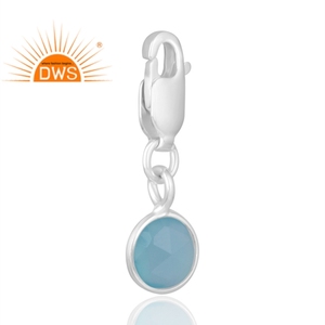 Best Selling 925 Sterling Silver Natural Aqua Chalcedony Gemstone Pendant Custom Jewelry For Women Gift For Her - Product Image 3