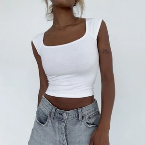 Premium été en gros femmes chemise décontracté entraînement débardeur notch qualité Gym femme course maillots - Product Image 6