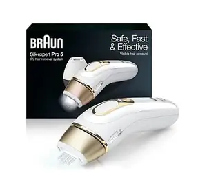 Braun Silk Expert Pro5 IPL - Lasting Hair Regrowth Reduction, Virtually Painless Alternative to Salon Laser Removal