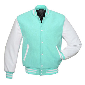 เสื้อแจ็กเก็ตเบสบอลสำหรับผู้ชาย,เสื้อแจ็กเก็ต Trucker Letterman Base Ball หนัง Varcity Varsity - Product Image 1