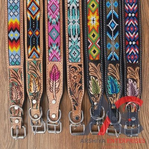 Mexican leather dog collar top