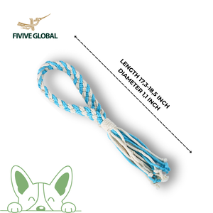 Durable Cotton Loop Rope <b>Dog</b> <b>Toy</b>, Comfortable Hand Loop Design Helps Improve <b>Interactive</b> Play, Jaw Strength And Stress Relief - Product Image 2