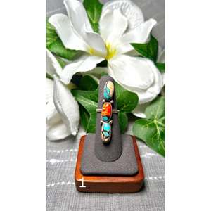 Pearline Spencer Men's Boho <b>Statement</b> <b>Ring</b> Mohave Turquoise & Sterling <b>Silver</b> Bezel Set Hip Hop Everyday Wear for Muslims - Product Image 1
