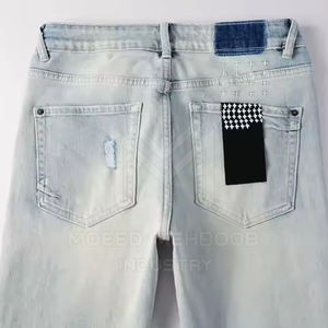 Pantalons en détresse pour hommes de haute qualité nouveaux vêtements de grande taille à la mode léger motif droit conception de taille moyenne - Product Image 4