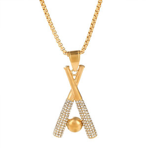 Collier pendentif tendance en acier inoxydable 316L plaqué or 14K 18K PVD, bijoux fins, collier de baseball en zircon pour femmes et hommes - Product Image 5