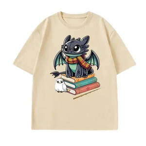 Camiseta Divertida de Anime con Diseño de Dragón, Algodón Mercerizado de 200g-280g, Tela Jersey Comprimida, Disponible en Algodón/Fibra de Bambú - Product Image 1