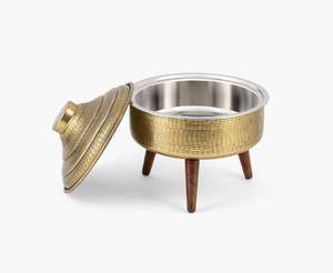 Marmite en métal arabe avec support en bois pour une casserole de luxe faite à la main de la meilleure qualité - Product Image 2