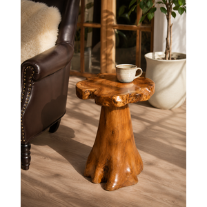 ARTERRA Premium Organic Teak Root Side <b>Table</b> Natural Shape Accent <b>Table</b> Modern Pedestal End <b>Table</b> for Villa - Product Image 5