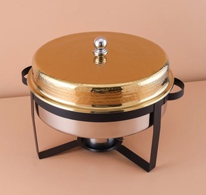Réchaud de haute qualité avec casserole en métal doré et argenté Hotpot chauffe-plats buffet Hot Pot pour les fêtes hôtels villas utilisation - Product Image 2