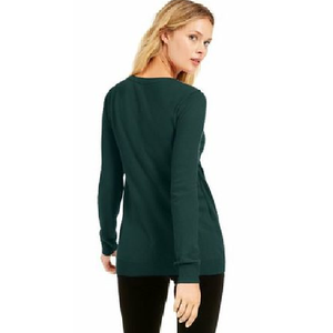 Maglione Verde con Decorazioni e Scollo a Goccia per Donna, Taglia Media, Collezione Autunnale INC International Concepts - Product Image 2