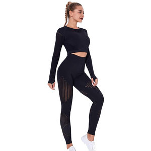 Ensemble de yoga personnalisé de haute qualité veste et soutien-gorge à fermeture éclair à manches longues vêtements de sport produit de yoga tendance taille haute - Product Image 1
